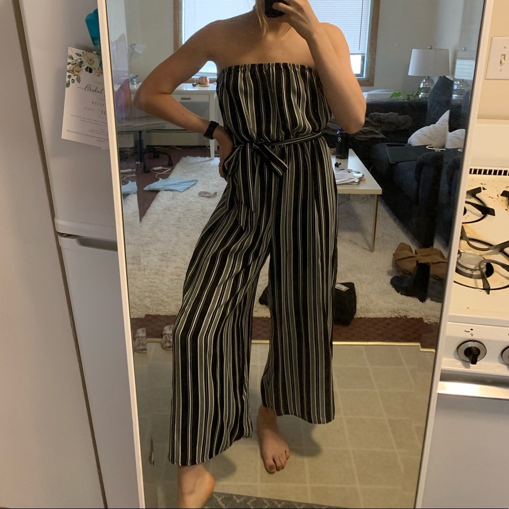 Black and white striped jumpsuit